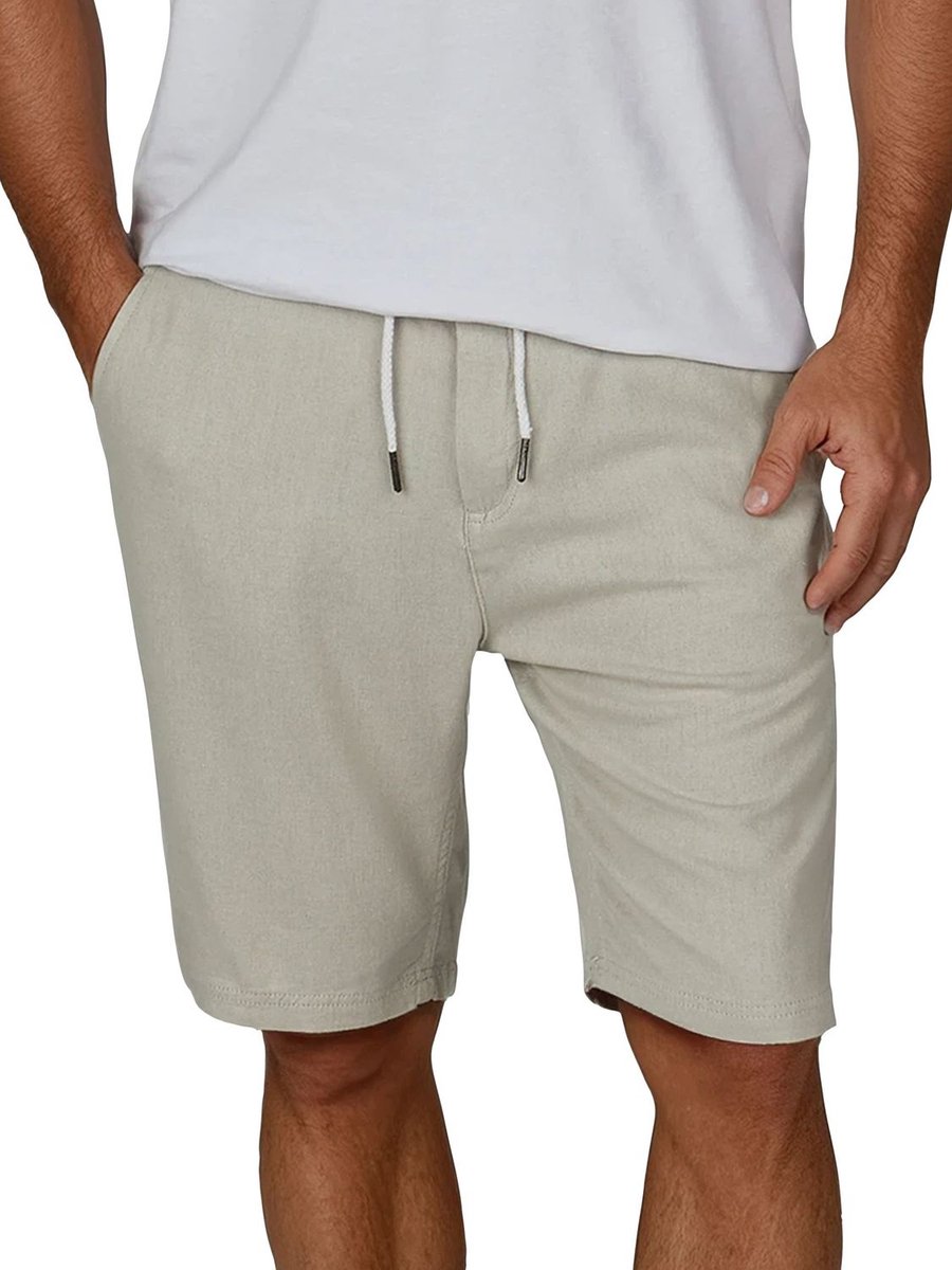 riverso Heren Short RIVOliver regular/straight Beige 3XL Volwassenen Linnen Korte Broek / Zomershorts