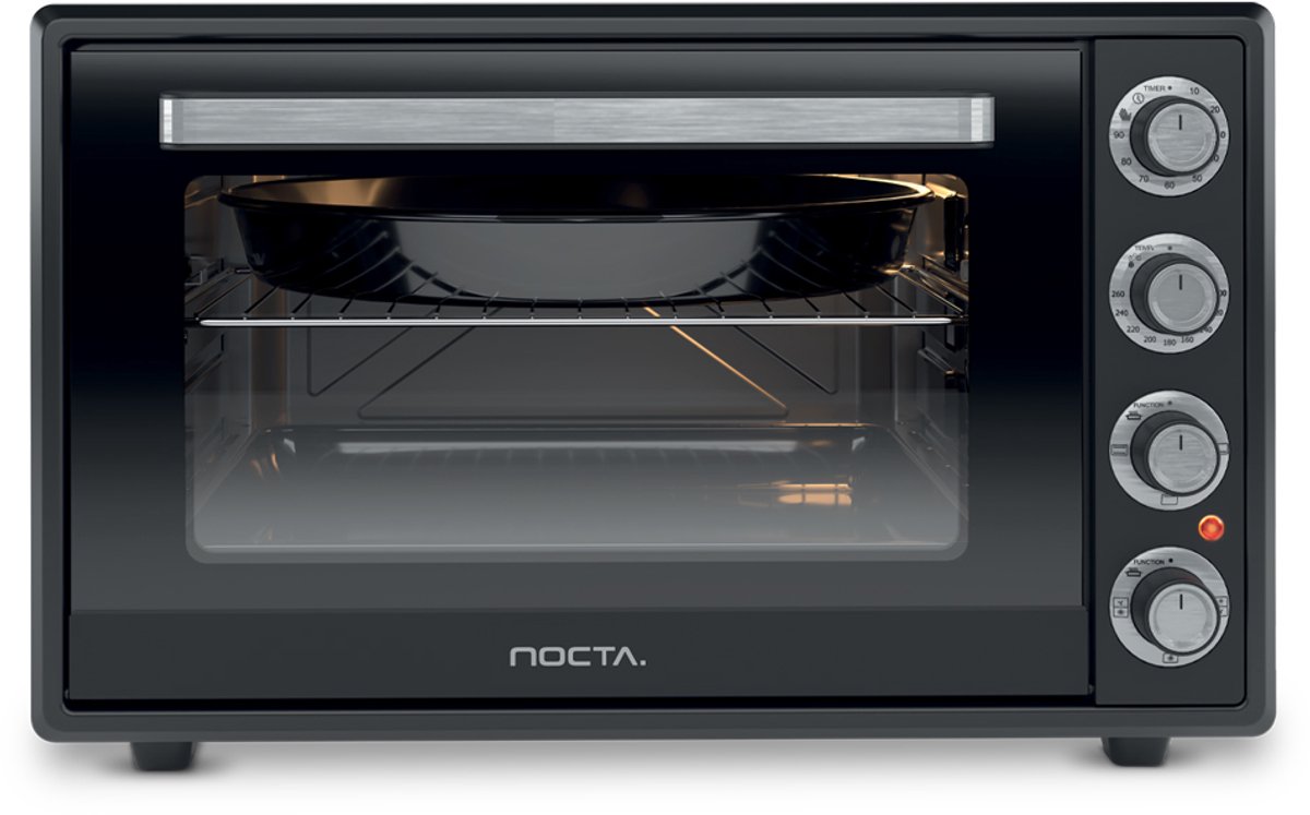 Nocta hetelucht oven 70 liter elektrisch vrijstaand zwart 2000 watt met ontdooi functie timer binnenverlichting accessoires dubbel glas CE gecertificeerd – foto 4