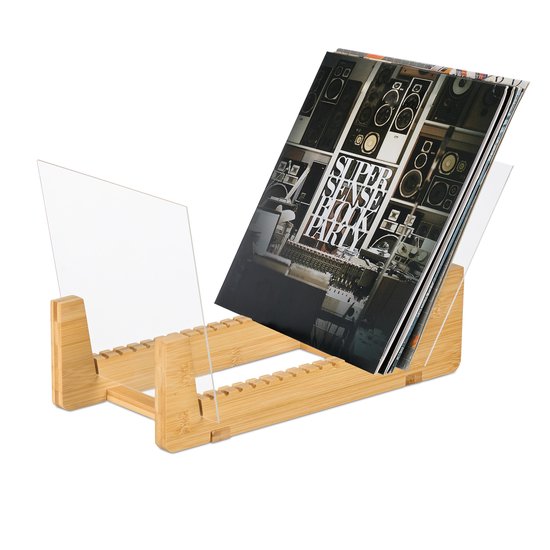 lp houder - voor 50 lp's - 21x37,5x19 cm - bamboe
