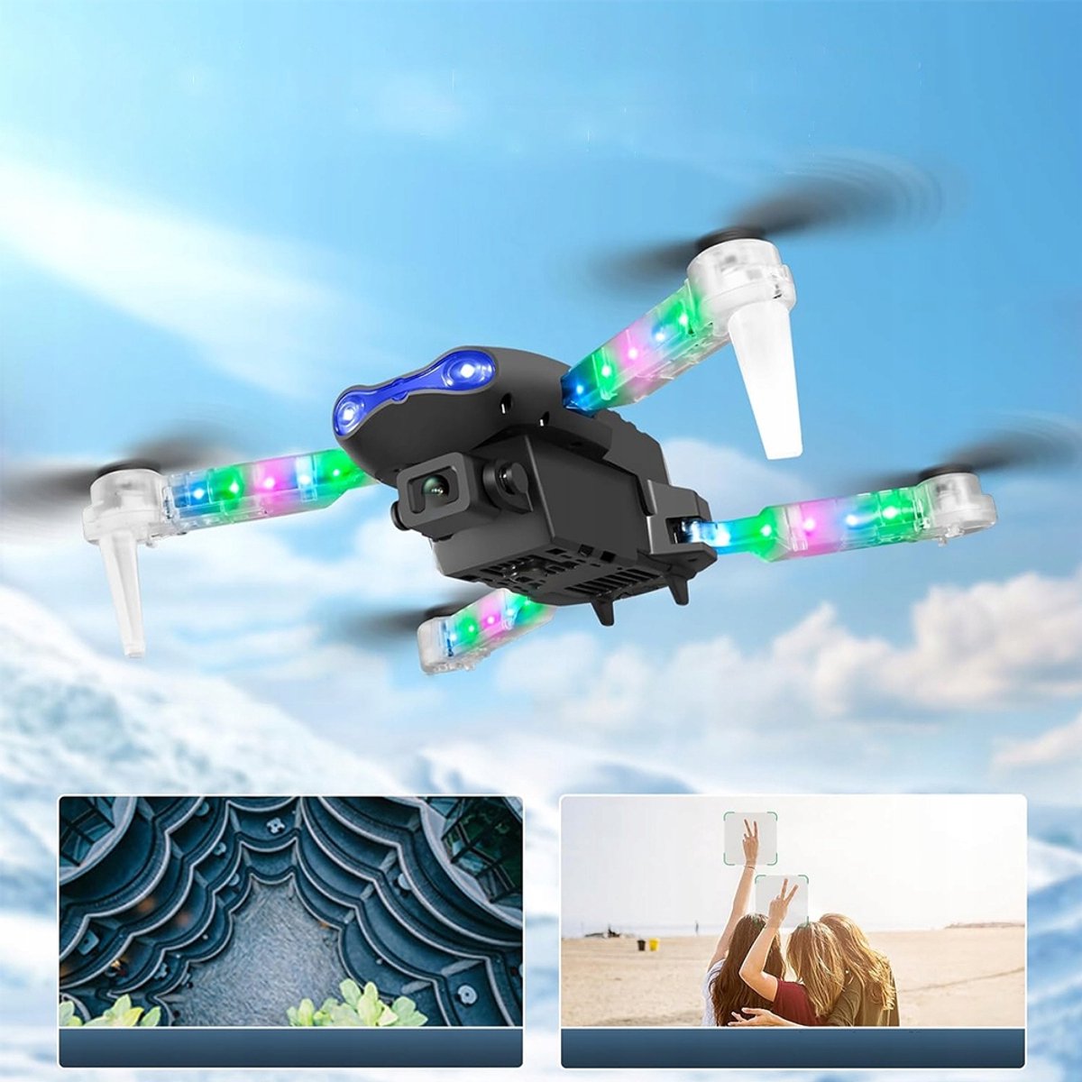 Drone Opvouwbare Quadcopter LED Dubbele Camera thumbnail 4