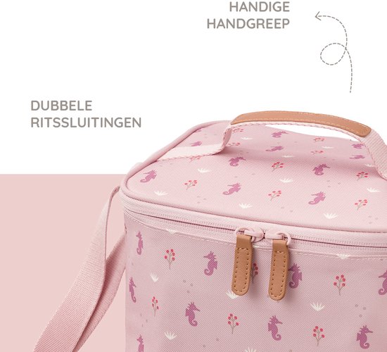 Fresk Koeltas - 6.2 L - Koelrugzak met 2 Ritssluitingen - Thermische Lunch Koeltas - Met Bestekvak - Waterafstotende Lunchtas - Roze - Seahorse van Fresk — afbeelding 5