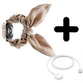 Bracelet adapté pour Convient au bracelet Apple Watch Scrunchie Butterfly (beige) - Pour les modèles : 42/ 44/45/49 mm Incl. Chargeur adapté pour Apple Watch 1/2/3/4/5/6/7/8/9/ Ultra - Câble de charge - Câble
