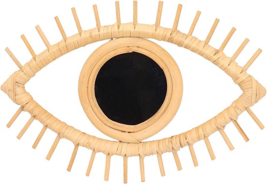 Eye-vormige wandspiegel van rotan voor huisdecoratie - elegant en symbolisch
