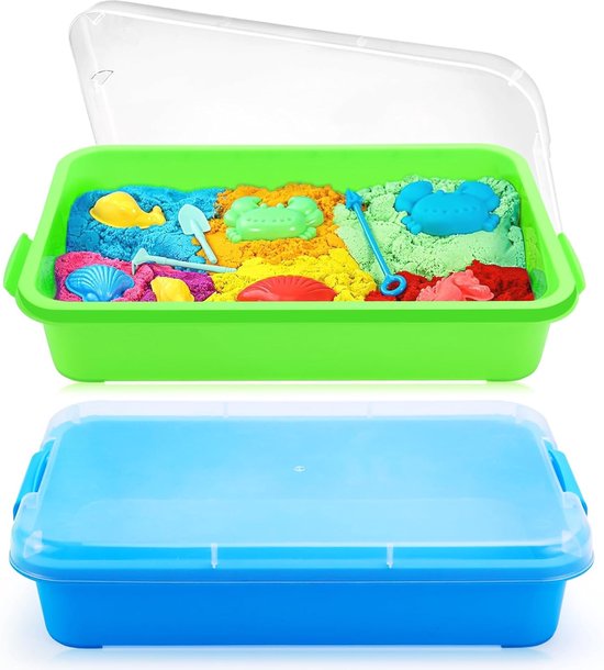 Zand- en waterschelp, set van 2 voor kinderen, zandbak en kinderbadje van robuuste kunststof, outdoor speelgoed voor tuin en terras, pastelgroen/grijs, vanaf 18 maanden