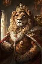 Affiche Roi Lion - Posters Animaux - Vintage - Décoration murale Salon - Papier 180 grammes - 5838DZ - Format 60 x 90 cm
