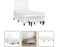vidaXL Boxspring Bed - Boxspring - Boxspring met matras kunstleer wit 120x190 cm - Witte Boxspring - Kunstleder Bed - Slaapcomfort