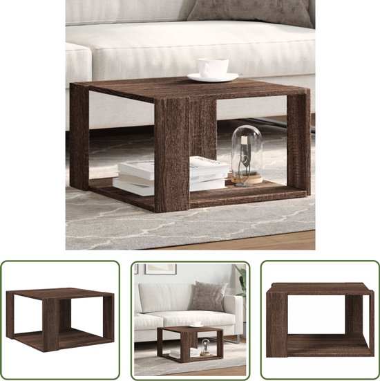 Table basse en bois vidaXL - Table basse - Table basse 51,5 x 51,5 x 30 cm Bois traité Couleur chêne marron - Table basse en Chêne marron - Table basse compacte - Table basse multifonctionnelle