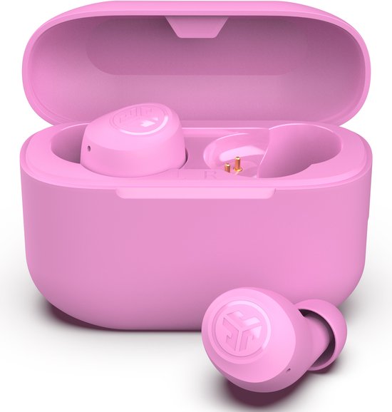 JLab Go Pop Draadloze Oordopjes - Bluetooth Oortjes Draadloos - 35 uur Batterijduur - Be Aware Audio - Met Microfoon - Geschikt voor Android en Apple - Roze