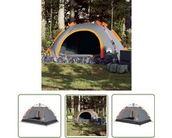 vidaXL Campingtent - Tent - Tent 2-persoons snelontgrendeling grijs en oranje - Tweepersoons Tent - Reisitent - Outdoor