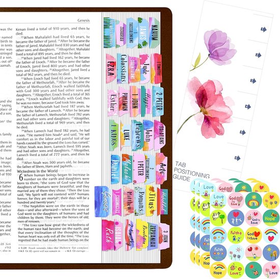 Foto: 105 stks bijbel indexeren tabs set 80 stks christian geloof sticker bonus uitlijning gids