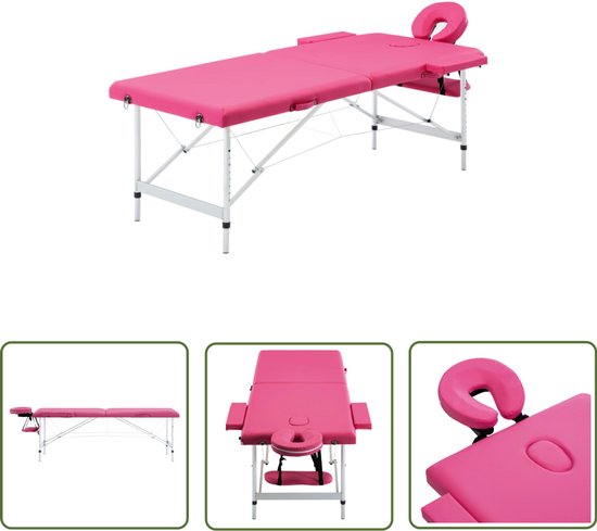 vidaXL Massagetafel Roze - Massagetafel - Massagetafel inklapbaar 2 zones aluminum roze - Inklapbare Massagetafel - Massagetafel Aluminium - Massagetafel Professioneel