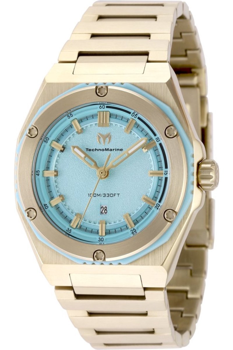 TechnoMarine CORAL - Legacy TM-416087 Dames Horloge - Waterdicht - Analoog - Quartz Uurwerk - Roestvrij Staal met blauwe Wijzerplaat - 36mm