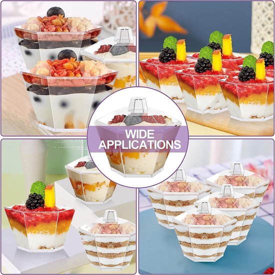 Yibaijia 50 Pcs Dessert Cups, Dessert Bowls, Reusable Plastic Square 3 thumbnail image