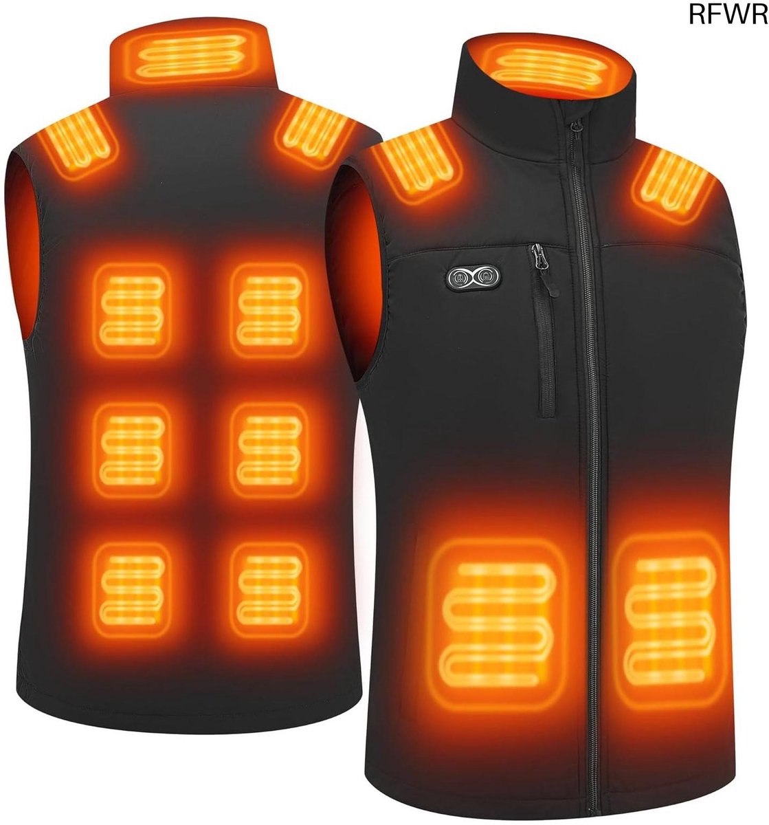 RFWR® Verwarmd Vest Voor Heren en Dames Met 3 Instelbare Temperaturen en 11 Verwarmingszones
