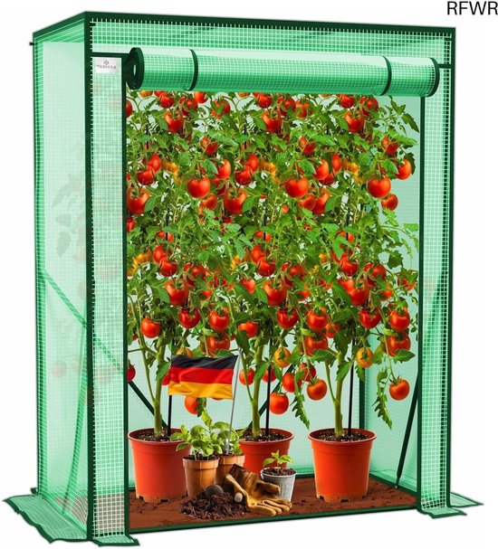 COSTWAY Broeikas, foliekas met oprolbare deur en 2 netramen, tomatenkas met PE-afdekking, broeikas voor tomaten, tomatenkas metalen frame, 200x77x169cm, groen COSTWAY Broeikas, foliekas met oprolbare deur en 2 netramen, tomatenkas met PE-afdekking, broeikas voor tomaten, tomatenkas metalen frame, 200x77x169cm, groen