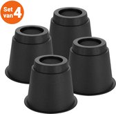 JustValue Meubelverhogers Rond – Set 4-delig – 15 cm Hoog – Antislip – Geschikt voor Poten tot 15 cm – Bed - Zwart - Tafel - Stoel - Kast - Verhogers