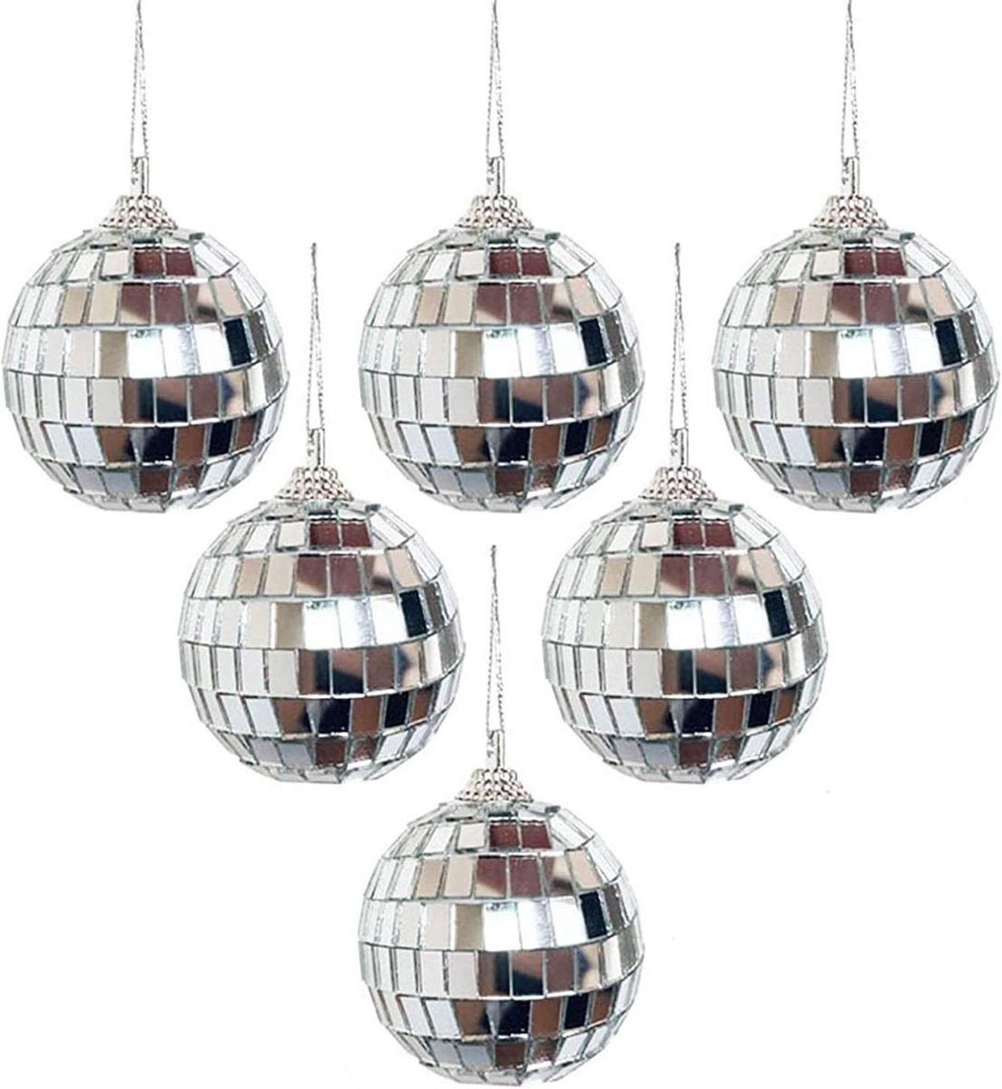 6-Pack spiegel ornamenten voor feesten, bruiloften & kerstboom - 2 inch disco bal. Perfect voor muziekfestivals.