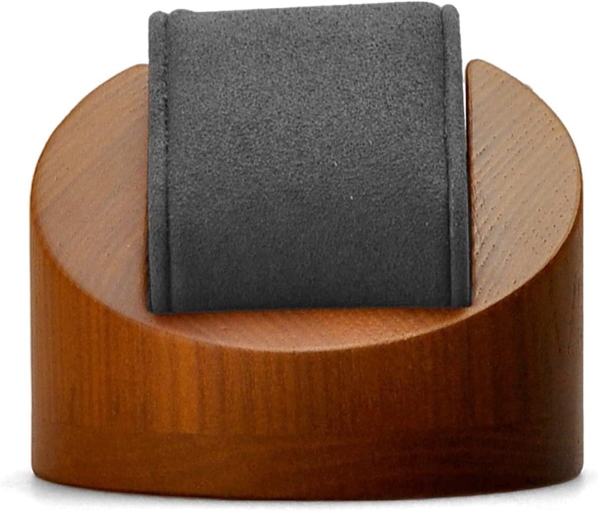 Massief houten horlogedoos voor ronde horloges - opbergdoos met kussen (donkergrijs) - stijlvol en handig opbergaccessoire voor horlogeverzameling
