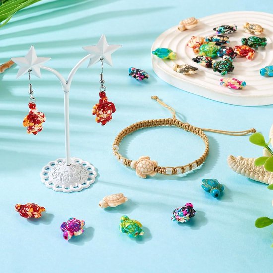 Allecto Plus - Perles en pierres précieuses tortues de mer pour bijoux d'été - Perles animaux de l'océan
