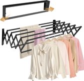 17'' aan de muur te bevestigen droogrek, 130 lbs, grote capaciteit, roestvrij, intrekbaar en opvouwbaar droogrek, eenvoudig te installeren met 7 droogstangen, ruimtebesparend handdoekenrek voor de was - zwart