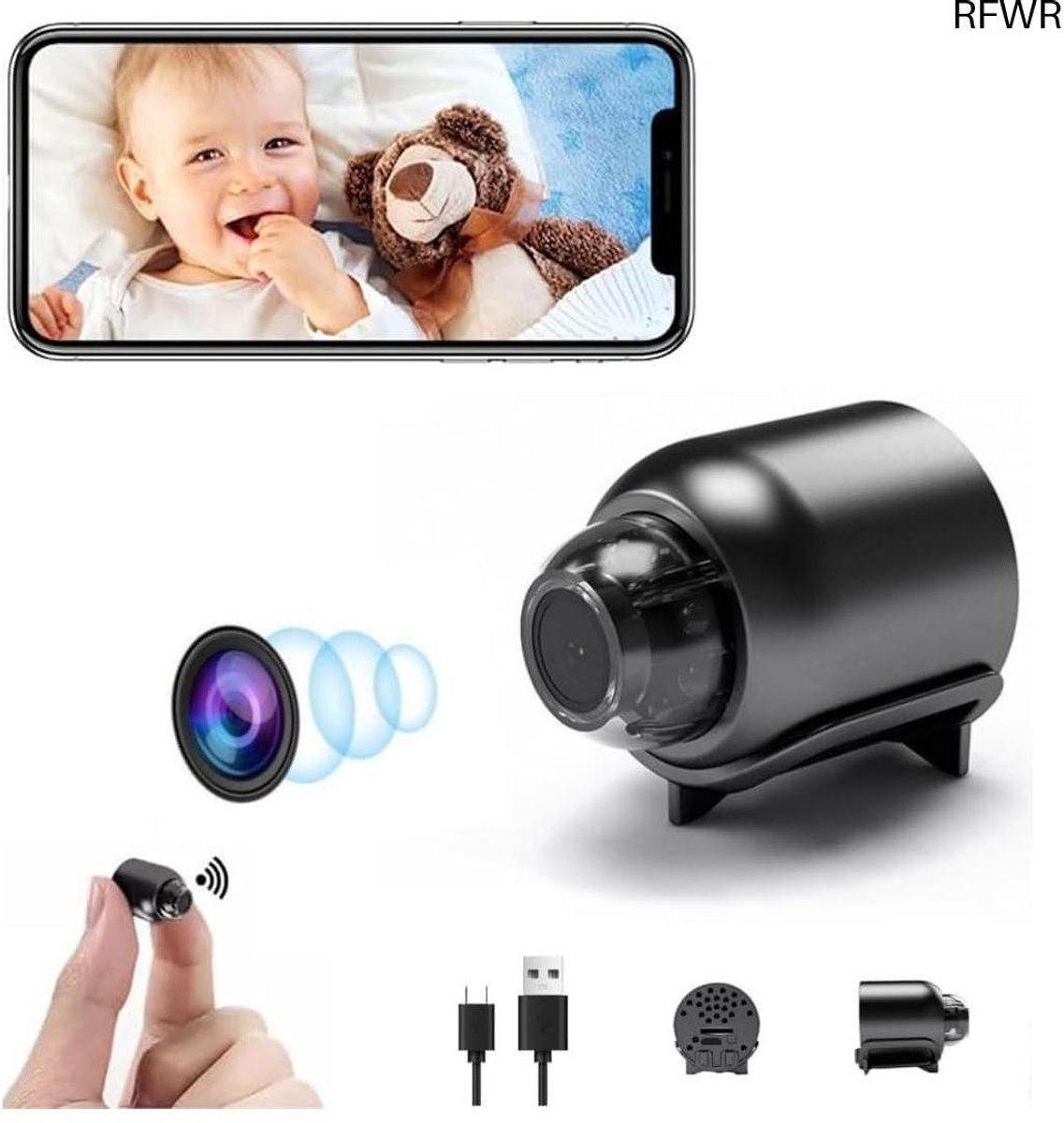 RFWR® Mini Spy Camera met Nachtzicht en Draadloze WiFi voor Thuisbeveiliging