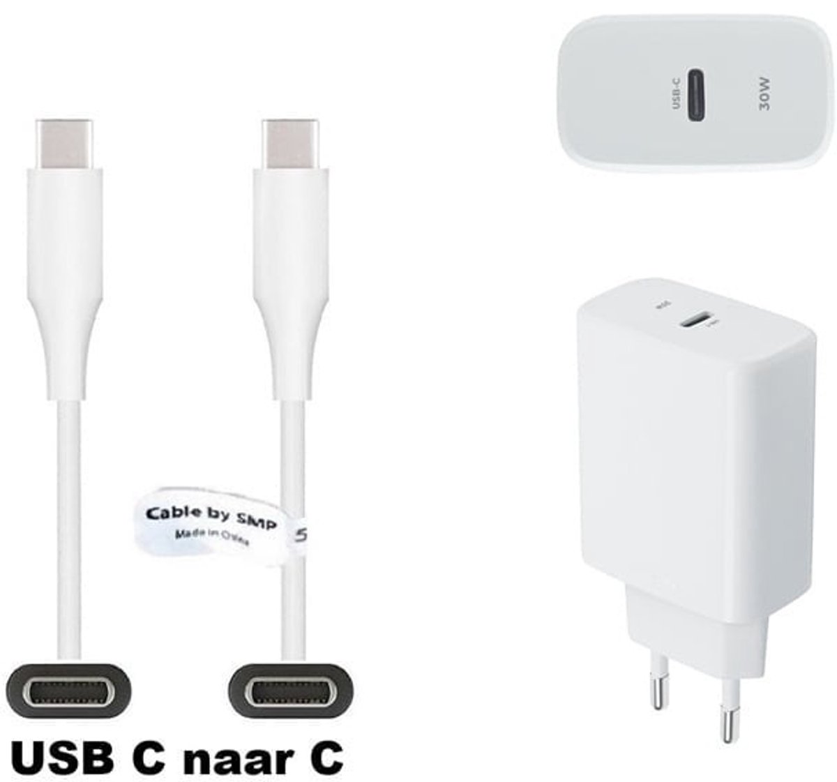 OneOne 30W super snellader. Oplader met Sterke 0,5m USB C naar C kabel. PD lader adapter past op Google Pixel 7, 7 Pro, 8, 8a, 8 Pro, 9, 9 Pro, 9 Pro XL, 9 Fold, 10, 10 Pro, 10 Pro XL, 10 Fold, C, XL