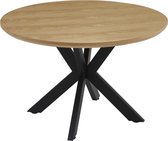 Vestland Eiken Eettafel Rond - 110 cm - Geschikt voor 4 Personen – Spinpoot Metaal - Industrieel Design