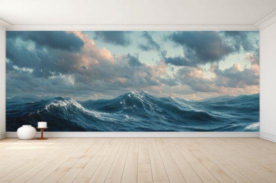 Vliesbehang Fotobehang - Ocean's Majestic Waves Symphony - 250x150 centimeter