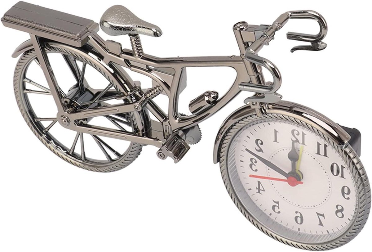 Allecto Plus - Bureauklok Vintage Fiets Met Standaard | Metalen Schattige Pendule Batterij-Powered | Retro Antieke Fiets Decoratie Gemakkelijk Afleesbaar
