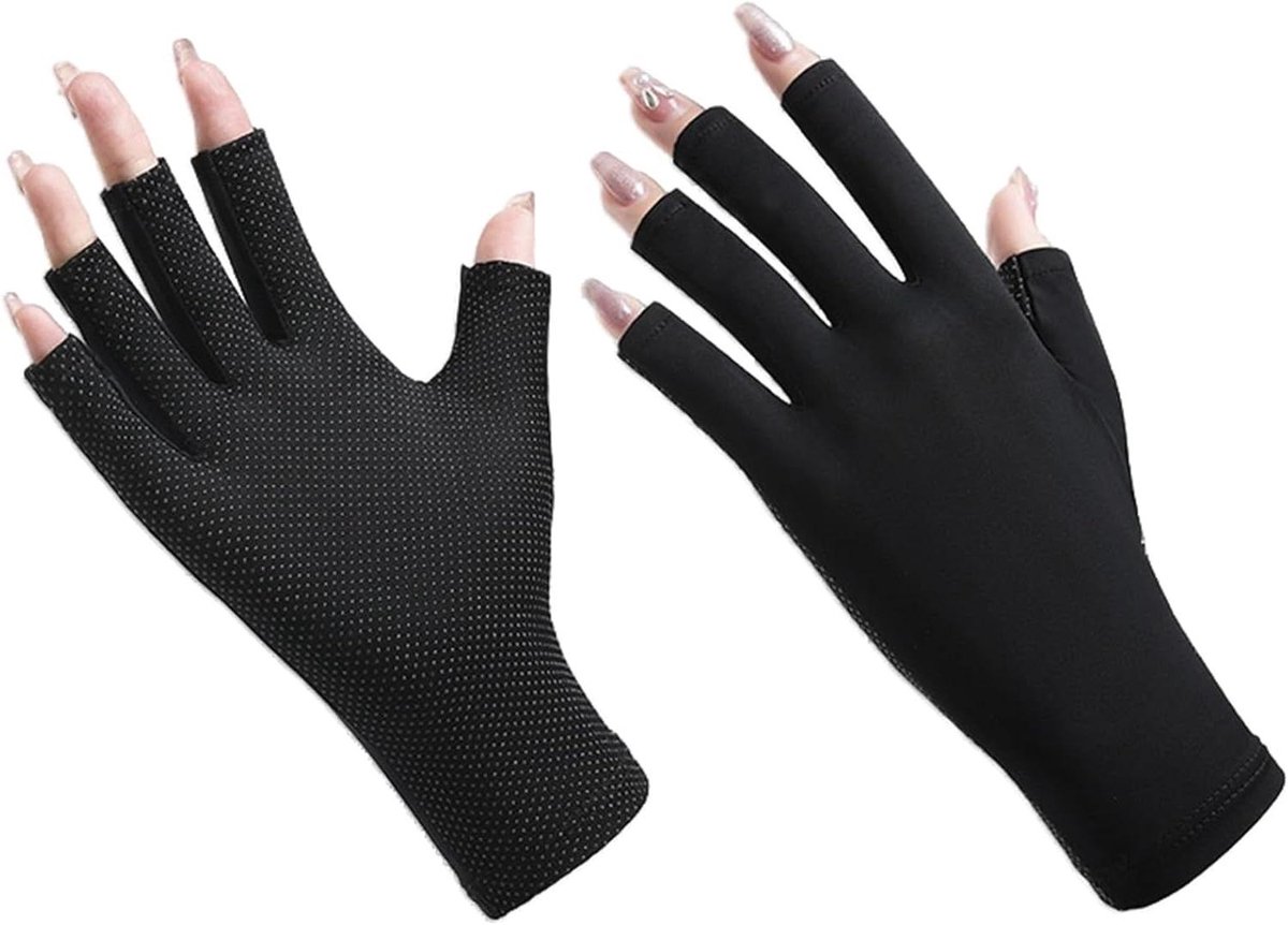 Allecto Plus - UV-beschermende Nagelhandschoenen voor Dames | Ademende Zomerhandschoenen van Ijszijde | Zonnebescherming | Nagelkunsthandschoenen voor Huidverzorging