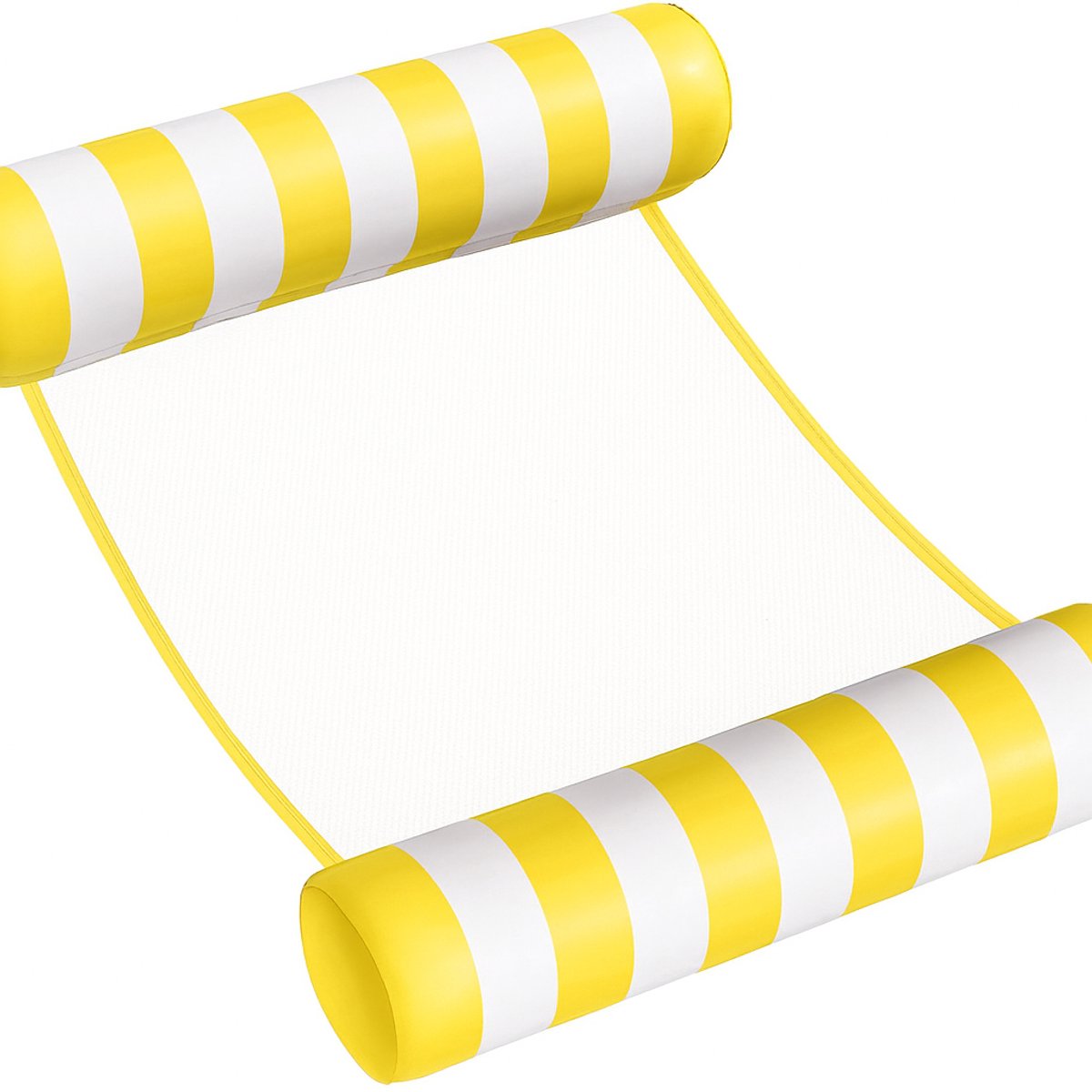 WVspecials Waterhangmat - Luchtbed Zwembad - Luchtmatras opblaasbaar - Geel/wit gestreept - Zwembad/Strand - Waterspeelgoed - Vakantie