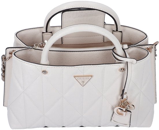 GUESS sac à main sac à épaule bandoulière Aldina Girlfriend Satchel Cream White écru