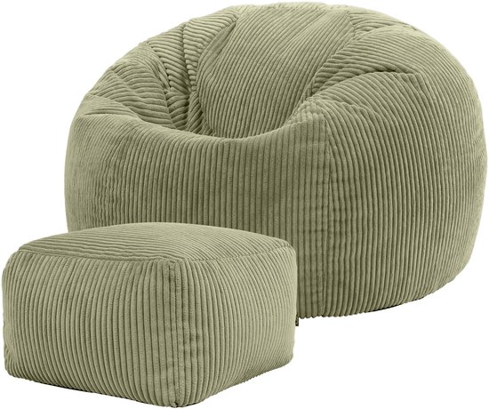 icon Kingston Zitzak, Oranje, Corduroy Stof, Fauteuil, Zitzak Volwassen met Vulling Inbegrepen, Bean Bag, Slaapkamer, Woonkamer, Woonkamermeubilair