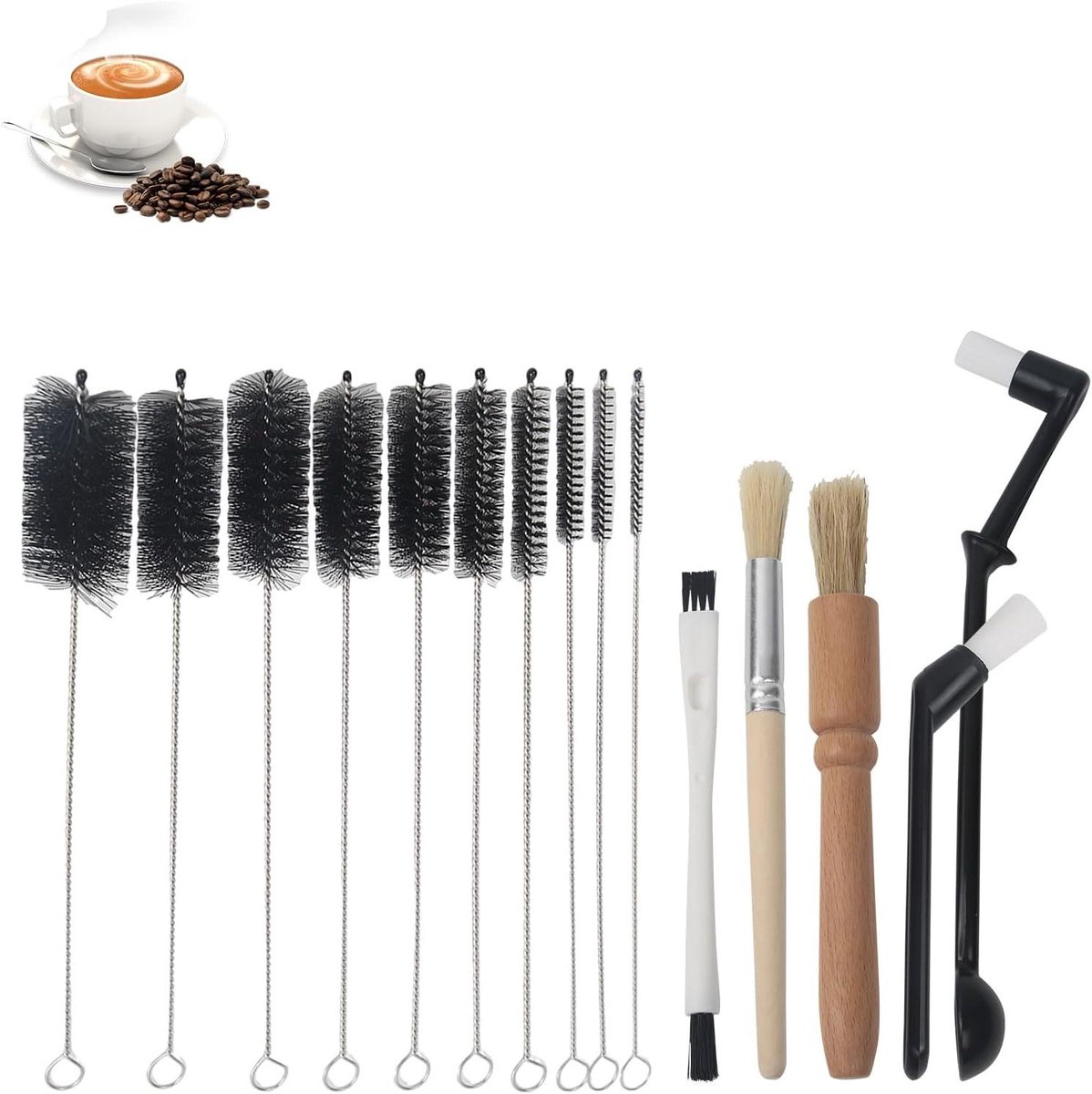 Allecto Plus - Set van 15 Koffie Borstels voor Professionele Espresso Reiniging