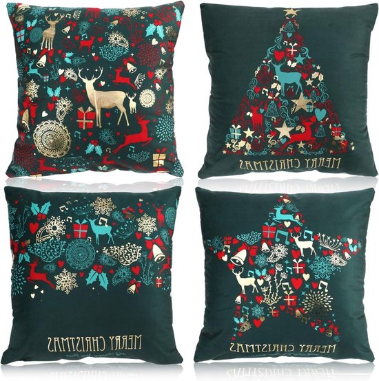 Decoratieve kussensloop - groen | Elegant kerstmis | Decoratief kussensloop voor bank auto kantoor bed | Thuis woonkamer | 45 x 45 cm | Sfeervol interieur accessoire | Feestelijke kerstdecoratie