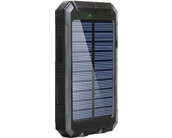 Solar Powerbank 20.000mAh – Draadloos Opladen – Zonne-energie – Waterdicht – Draagbaar & Duurzaam – Snellader met dubbele USB & USB-C – Geschikt voor iPhone, Samsung – Outdoor & Noodpakket – Kamperen – Inclusief Kompas - Zaklamp – 3 in 1 – Quickprep