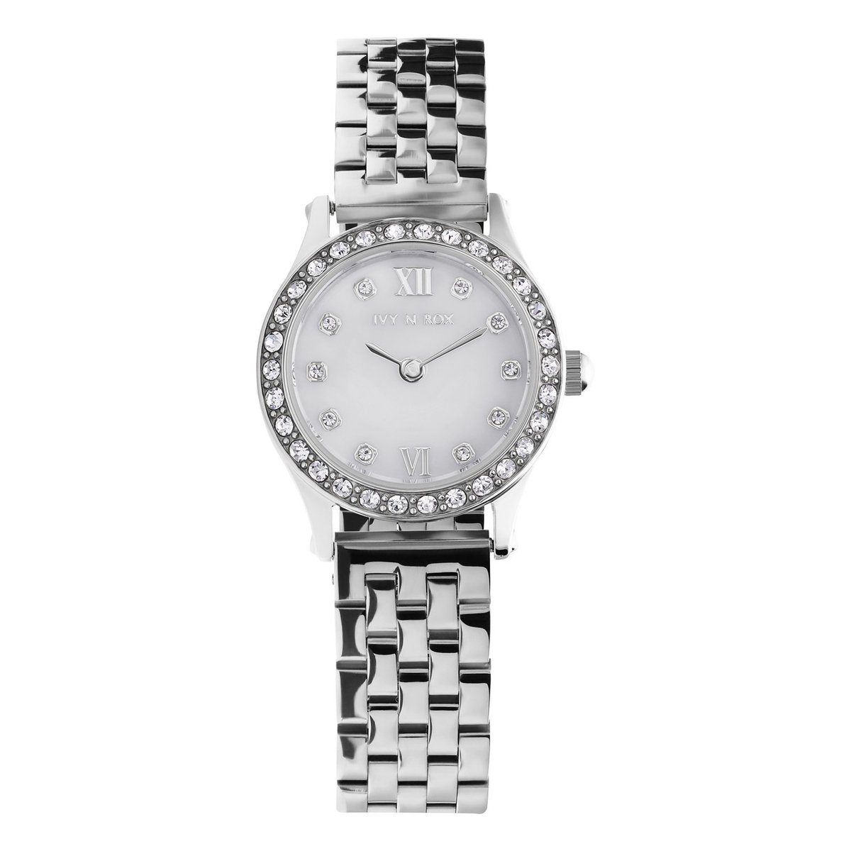Lucardi Dames IVY N ROX stalen dameshorloge met zirkonia - Horloge - Staal - Zilverkleurig - 23.10 mm
