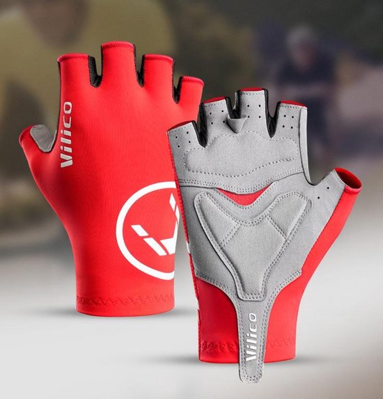 Fietshandschoenen - L - Geschikt voor een handpalmomtrek van 20-22 cm - Geschikt voor een handpalmbreedte van 8,5-9 cm - Geschikt voor fietsen, dagelijkse sporten, enz. - Racehandschoenen met halve vingers - Schokabsorberend, ademend en slijtvast