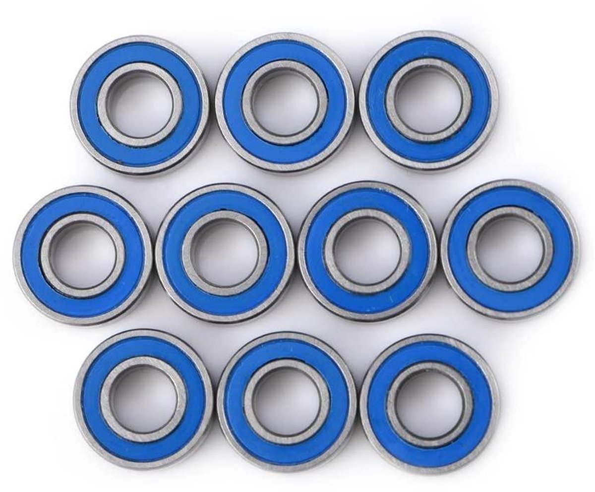 Kogellager 5x11x4mm 10st - Miniatuur Stalen Kogellagers - Waterproof - Dubbele Lagers - Blauw Rubber - 5mm Boring