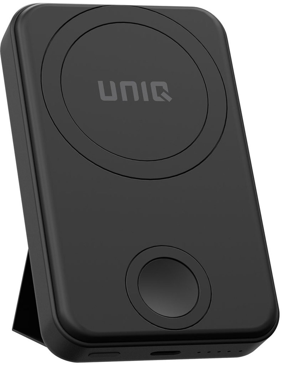 UNIQ 2-in-1 Powerbank 6500mAh - MagSafe iPhone en Apple Watch en andere smartphones en tablets - Noodpakket Geschikt - Draadloos en USB-C Snelladen- Zwart