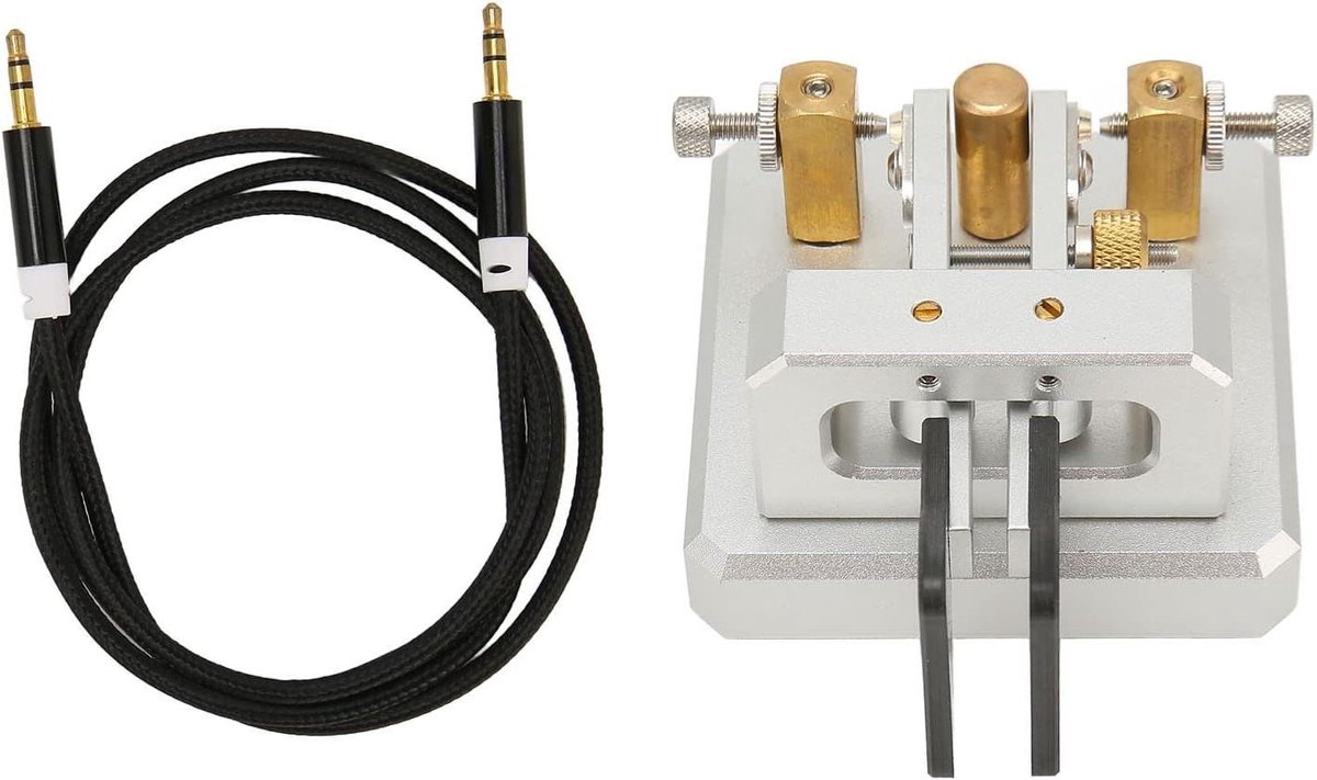 Allecto Plus - Dubbele Paddle-morsecodesleutel van Roestvrijstaal voor Radio en Camping - ZILVER - Draagbaar - HAM SOTA LOTA.