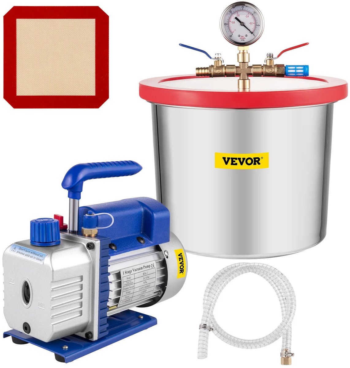 Vacuümpomp - Vacuümpomp Air Conditioner - Vacuümkamer - Air Conditioning Pomp - 3CFM - 1,5Gallon - Vacuümkamer met Pomp - Koelgereedschap - Auto Onderhoud