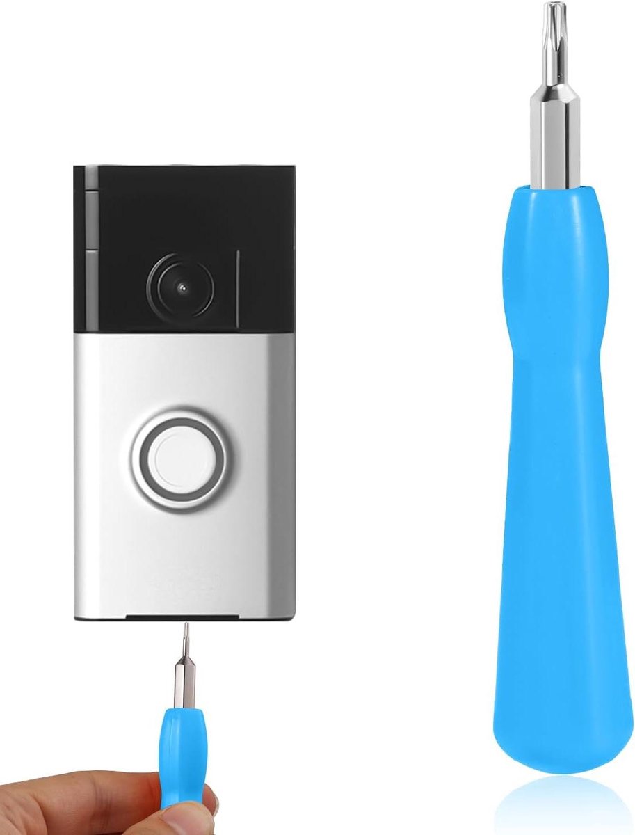 Allecto Plus - Video Deurbel Schroevendraaier Dubbele Schroevendraaier Bits met Handvat T6 T15 Torx Schroevendraaiers Gereedschap Deurbel Schroevendraaier Vervanging voor Batterij Wifi Wachtwoord (Blauw)