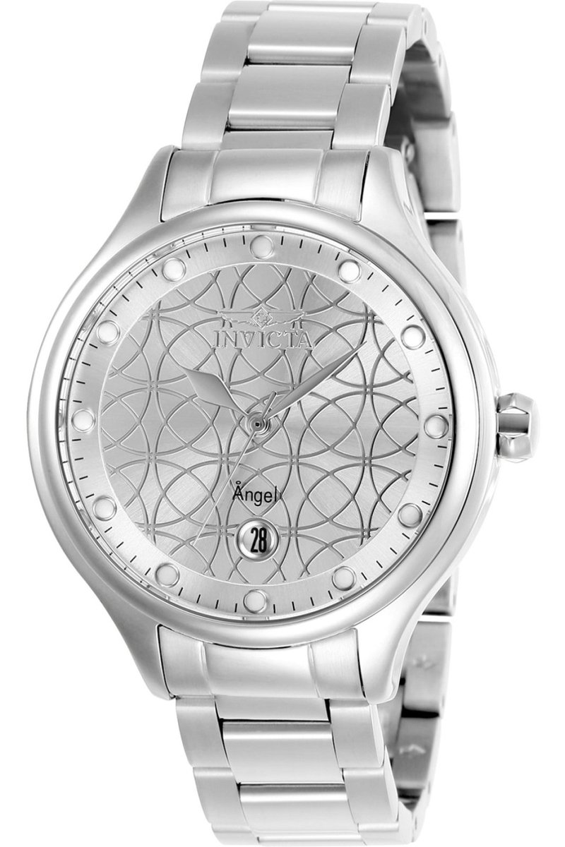 Invicta Angel 27437 Dames Horloge - Waterdicht - Analoog - Quartz Uurwerk - Roestvrij Staal met zilveren Wijzerplaat - 38mm