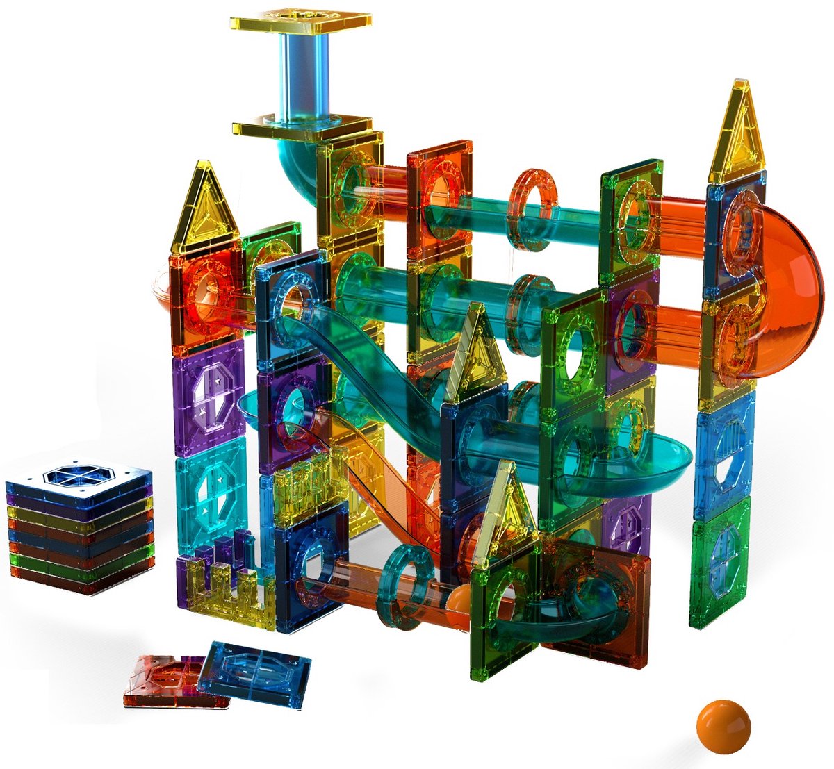 Eco Toys Knikkerbaan Magnetisch - 105 Stuks - Magnetische Tegels Bouwstenen - Magneten - Magnetisch Speelgoed