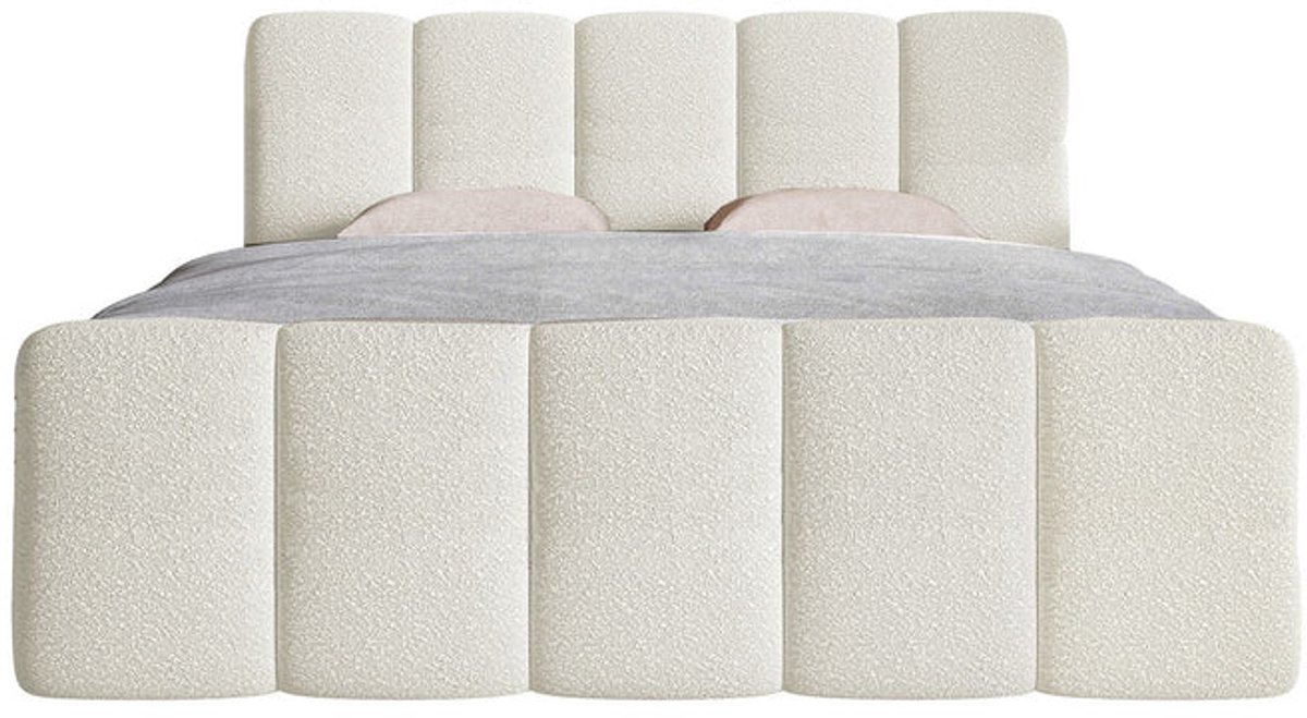 Juskys Boxspringbed Manitoba - Bouclé stof - 180 x 200 cm - Crème