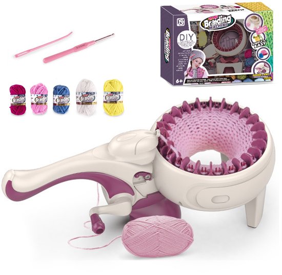 CHIWIN Breimachine 24 Naalden - Knitting Machine - Breimolen Volwassene - Knutselset voor Kinderen - Eenvoudig te Bedienen - Snel en Makkelijk Breien van Sjaals, Mutsen & Meer - Complete Starterset - voor Beginnersprojecten - Roze