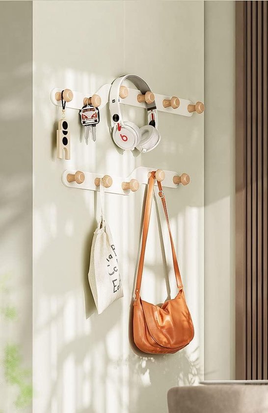Allecto Plus - Wandkapstok zonder boren voor kinderkapstokken aan de muur - Multifunctionele kledinghaak voor kleding, sleutels, hoeden en tassen in gang, badkamer, kast, slaapkamer, kinderkamer (6 haken) — afbeelding 3