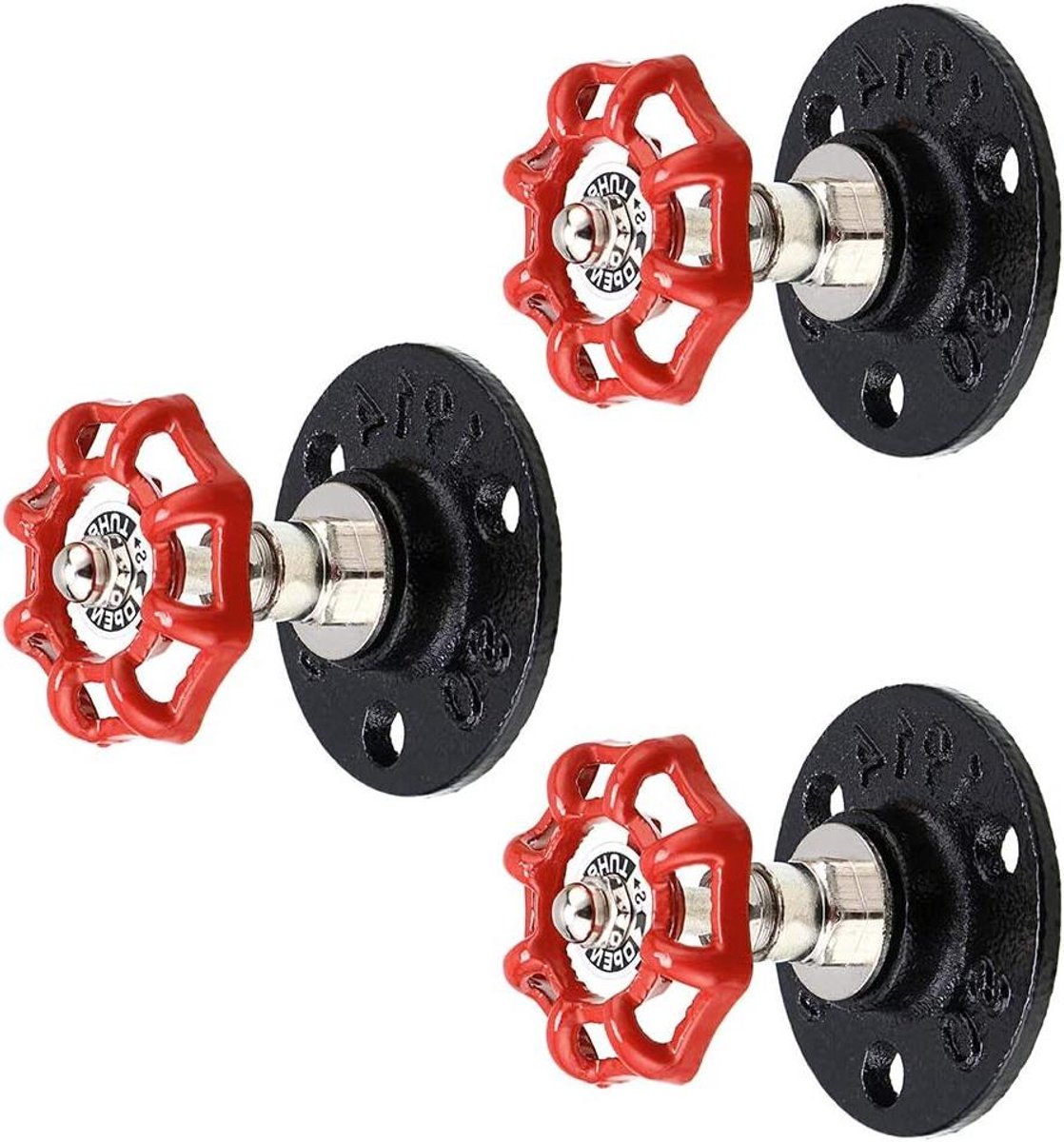 Inovra Plus - Ophanghaken industriële ijzeren pijp retro wandbevestiging antieke woondecoratie met 3 haken - Vintage design voor badjas handdoek tas paraplu hoed
