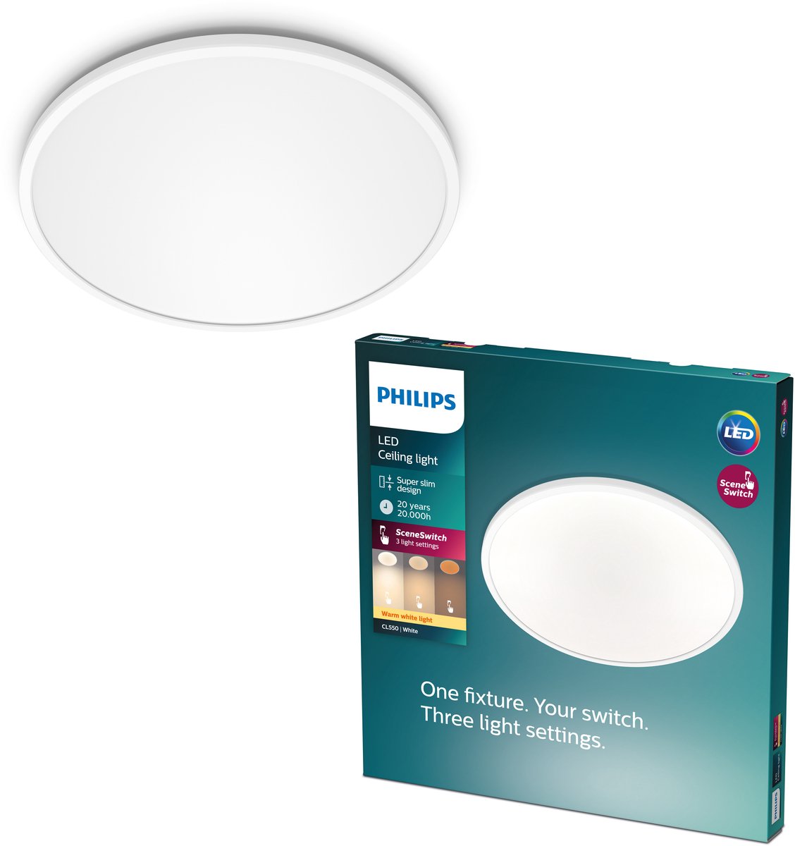 Philips Superslim Buitenshuis plafond verlichting LED Zwart